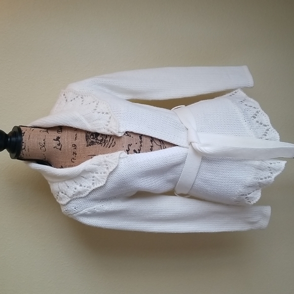 PECK & PECK CARDIGAN INWINTER WHITE WITH BELT - Picture 3 of 8